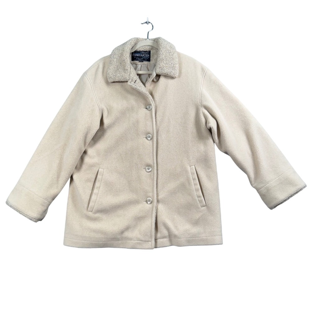 Forecaster Sport Fleece Coat Womens M Cream Sherpa Collar Gorpcore Vintage